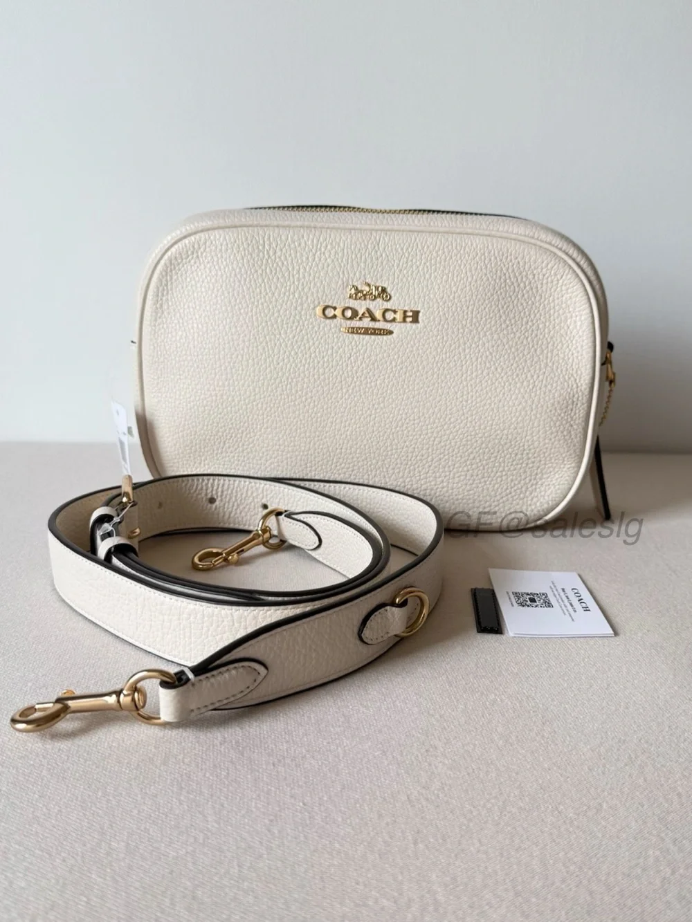 NWT Coach Detachable thicker strap Large Jamie Camera Crossbody bag Chalk White